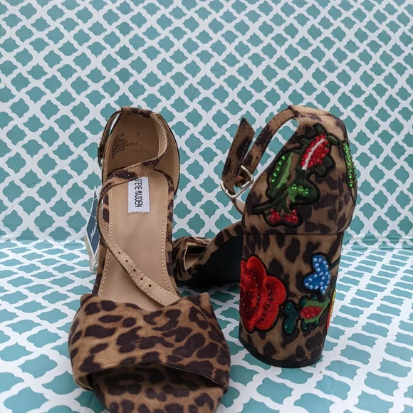 Steve Madden Womens INCA Open Toe Casual Ankle Strap, Leopard Multi, Size 9.5 - Picture 6 of 8